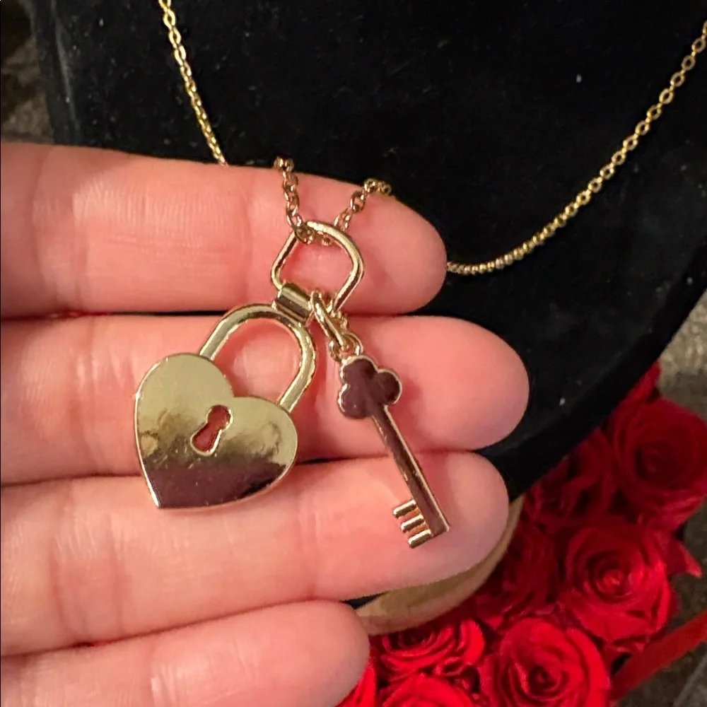 CC gold heart and key stainless steel gold plated Necklace